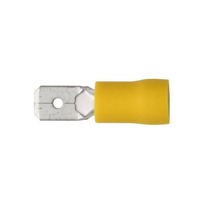 Mehr Terminals Yellow Push-On Male 6.3mm Pack Of 100 from B&Q