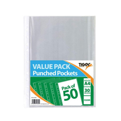 B&Q -  Sundry A4 Punched Pocket30 MicronClearPack Of 500
