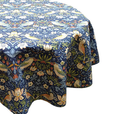 William Morris Strawberry Thief Navy 132 X 228Cm Acrylic/pvc Tablecloth from B&Q