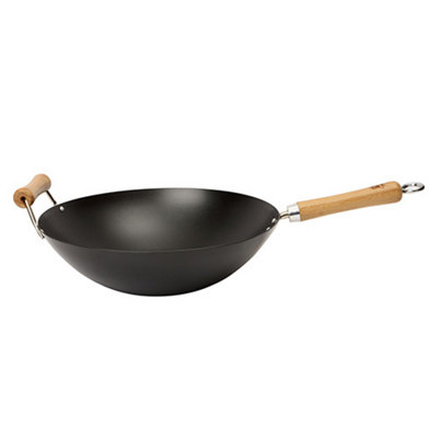 School Of Wok "wok Star" Non-Stick Carbon Steel WokSilver14-Inch from B&Q