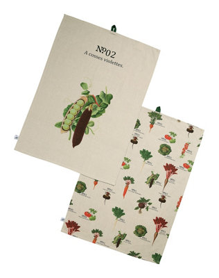 RHS Benary Vegetables Set Of 2 Tea TowelsStone from B&Q