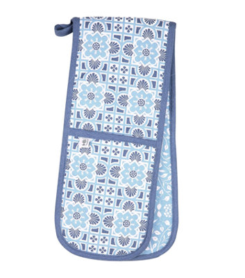 Dexam Rhs Organic Cotton Blue Gertrude Jekyll Double Oven Gloves from B&Q