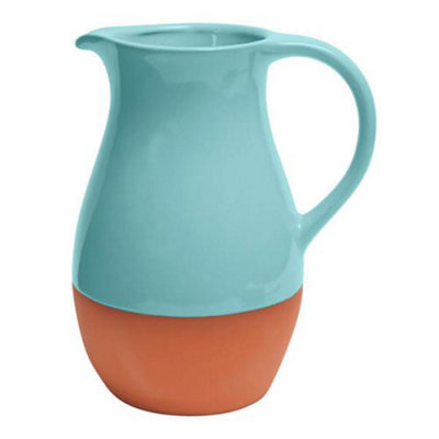 B&Q -  Sintra Glazed Terracotta Jug Duck Egg