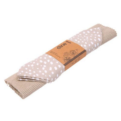 Dexam Sintra Recycled Cotton Spotted Napkin And Placemat Set Stone from B&Q