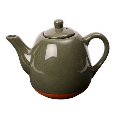 B&Q -  Sintra Glazed Terracotta 1200Ml Teapot Olive