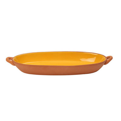 Dexam Sintra Glazed Terracotta Oval Baking Dish Ochre from B&Q