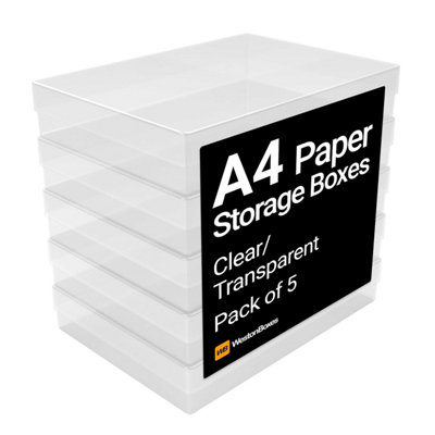  - Westonboxes A 4 Plastic Craft Storage Boxes With Lids For Art SuppliesPaper And Card3.6 Litre Volume (ClearPack Of 5)