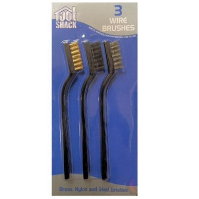 Supatool Mini Wire Brush Set3 Piece Cleaning & Rust Removal Kit With Stainless SteelPlastic & Brass Brushes from B&Q
