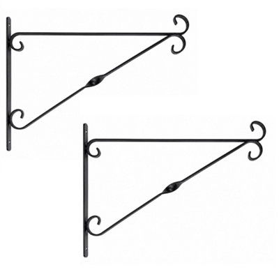 B&Q -  14 Inch Hanging Basket Bracket Black Steel Bracket For Baskets Feeders Lanterns