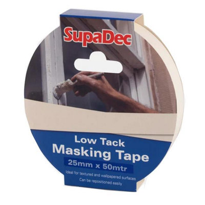 Supadec Low Tack Masking Tape 25mm X 50MRepositionable Painters TapePremium Masking Tape For Delicate & Textured Surfaces from B&Q