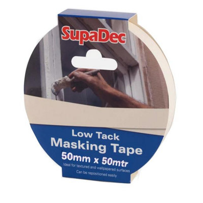 Supadec Low Tack Masking Tape 50mm X 50MRepositionable Painters TapePremium Masking Tape For Delicate & Textured Surfaces from B&Q
