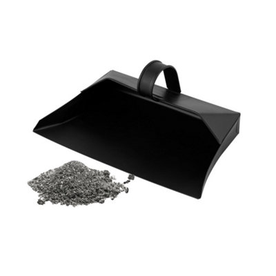 Marksman Metal Dustpan Matt Black Sturdy Dustpan For Use With Soft & Stiff Brushes 34Cm