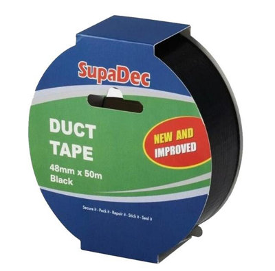 Supadec Heavy Duty Duct Tape Black48mm X 50MWaterproof Vinyl Cloth TapeRepair & Maintenance Extra Strong Tape from B&Q