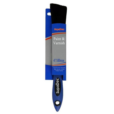 Supadec Paint & Varnish Brush 4 Inch100mmDurable Blend BristlesVarnished HandleIdeal For Garage Doors & Large Surfaces from B&Q