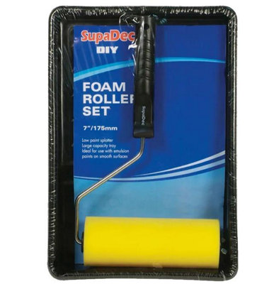 Supadec Foam Paint Roller & Tray Set 7 InchEmulsion Roller With Cage Frame & Large Tray For Smooth SurfacesLow Splatter Kit from B&Q