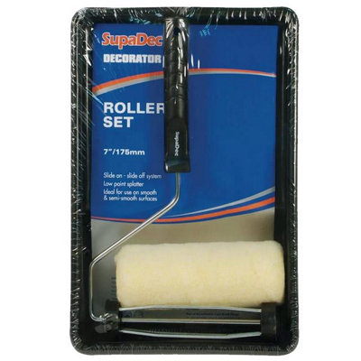 Supadec Cage Frame Paint Roller & Tray Set 7 InchRoller Refill Low SplatterIdeal For Emulsion On Smooth & Semi Smooth Surface from B&Q