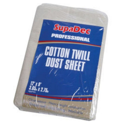 Supadec Heavy Duty Cotton Twill Dust Sheet 12Ft X 9FtWashableReusable Dust Sheets Protection For FloorsHallways & Stairs from B&Q
