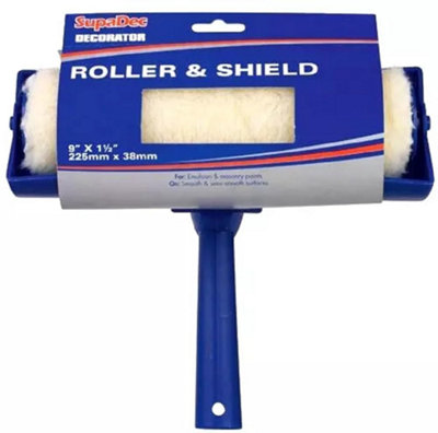 B&Q -  9 X 1.25 Inch Decorator Paint Roller & Splatter Shield Guard Diy Decorating Wall & Ceiling Emulsion & Masonry Painting