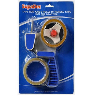 Supadec Heavy Duty Tape Gun With 2 Rolls Parcel TapeBuff & Clear48-50mm X 50-66MGrip Tape Dispenser With Safety Guard from B&Q