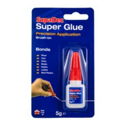 Supadec Super-Glue Brush On Clear5GFast-Setting Adhesive Glue With Precision Application BrushExtra Strong Glue Adhesive from B&Q