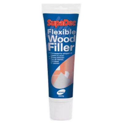 Supadec Flexible Wood Filler TubeWhite330GHigh Adhesion Filler For Wood RepairsSandableStainable & Paintable from B&Q