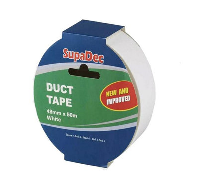 Supadec Heavy Duty Duct Tape White48mm X 50MWaterproof Vinyl Cloth TapeRepair & Maintenance Extra Strong Tape from B&Q
