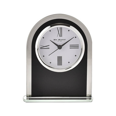 Mantel Clock Arched Glass Desk Shelf Home Office Decor Display Black Clear - Image 3