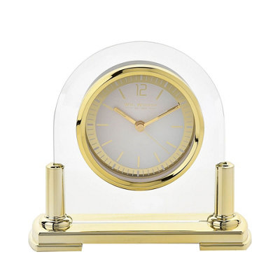 WILLIAM WIDDOP Wm.widdop Glass Mantel Clock 2 Tone Dial Gold Stand from B&Q
