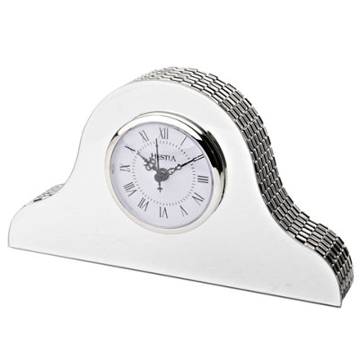 Hestia Glass Mirror Napoleon Mantel Clock from B&Q