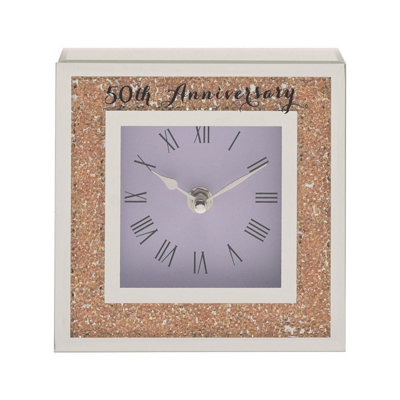 Celebrations Crystal Border Mantel Clock - 50th Anniversary Gift - Image 4