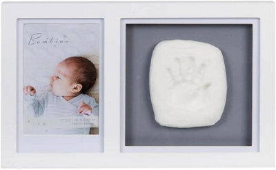 B&Q Baby Hand Foot Print Frame Bambino Photo Keepsake Newborn Memory Gift White Kit