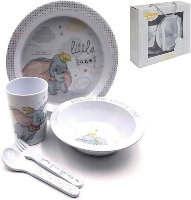 Disney Dumbo Baby Dinner Set Melamine Feeding Tableware Magical Beginnings Five from B&Q