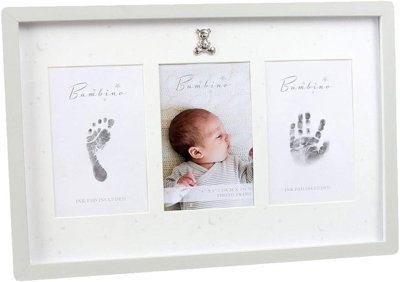  - Baby Hand Footprint Kit Newborn Keepsake Frame Juliana Bambino Grey Ink Pad Gift - Image 4