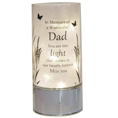 B&Q -  Thoughts Of You Memorial Tube Light For Dad Silver Polished Led Usb Rechargeable Table Lamp