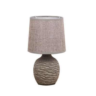 B&Q -  Dark Grey Table Lamp With Grey Linen Shade