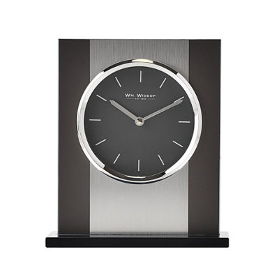 Wm. Widdop Glass and Brushed Aluminium Mantel Clock - Grey - Image 3