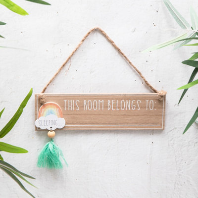 Annibells Wooden Rainbow Plaque / Sign 'this Room Belongs To' from B&Q