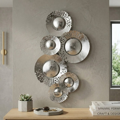 B&Q -  Relica Six Silver Circles Wall Art