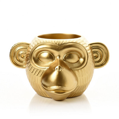 B&Q -  Gold Finish Funky Monkey Face Vase