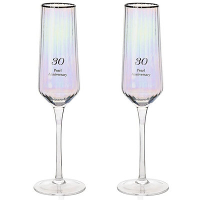 Widdop Set Of 2 Flute Glasses – 30Th Wedding Anniversary