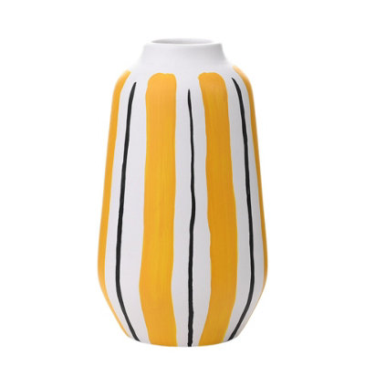 Hestia Abstract Yellow Stripe Print Vase from B&Q