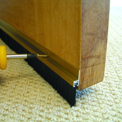 Stormguard Draught Excluder Metal Door / Garage Brush Seal Gold Effect 914mm - Image 3