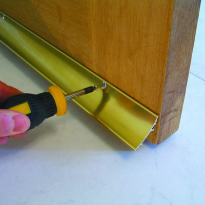 B&Q -  Door Rain Deflector 32mm With End Face Fixed Bottom Door Strip Gold Effect