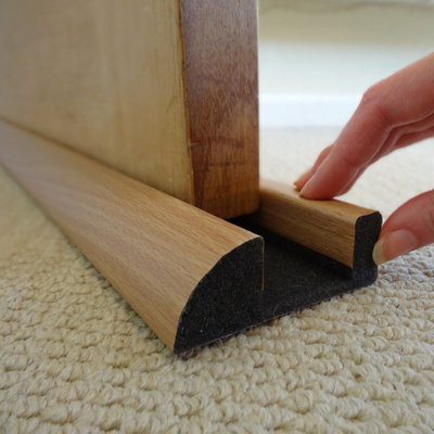 Stormguard Energy Saving Lightwood Effect Twin Foam Internal Under Door Draught Excluder from B&Q