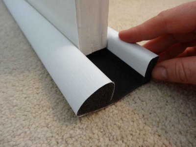 Energy Saving White Twin Foam Internal Bottom Under Door Draught Excluder 914mm - Image 4