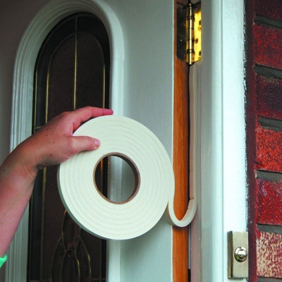 White Door Draught Excluder Weather Self Adhesive Foam Strip 15Metre Stormguard from B&Q