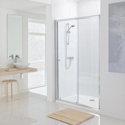 Lakes Sliding Shower Door 1200mm Chrome Alterna 1830mm For Alcove from B&Q