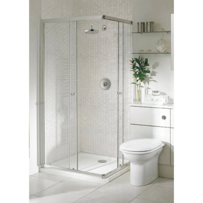 800mm Corner Entry Shower Enclosure Cubicle Chrome 1830mm Height Lakes Alterna from B&Q