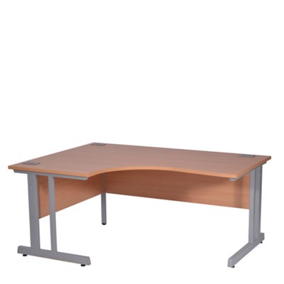 RB UK Nautilus Designs Computer Desk Beech Top Silver Frame Left-Hand Workstation With Cable Management For Home Office (W)1800mm from B&Q