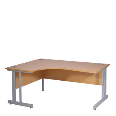 RB UK Nautilus Designs Computer Desk Oak Top Silver Frame Left-Hand Workstation With Cable Management For Home OfficeGaming (W)1800M from B&Q